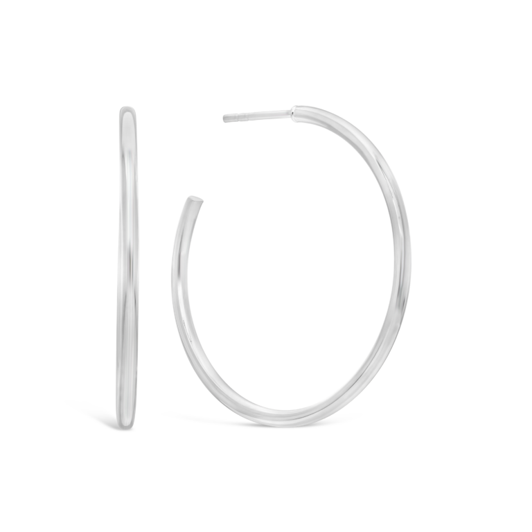 20mm Silver Narrow Tube Hollow Hoop Earring (EA-2106)