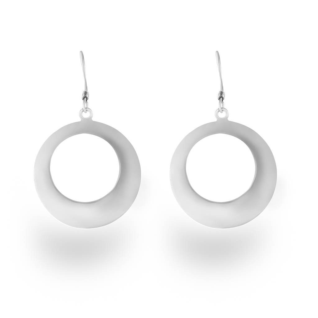 Silver Drop Disc Earrings (EA-1774)