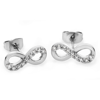 Sterling Silver Infinity CZ Earrings